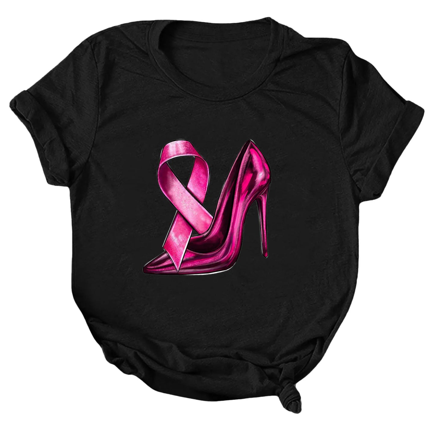 the STILETTO - Breast Cancer Graphic T-Shirts for Women Breast Cancer Awareness Tees