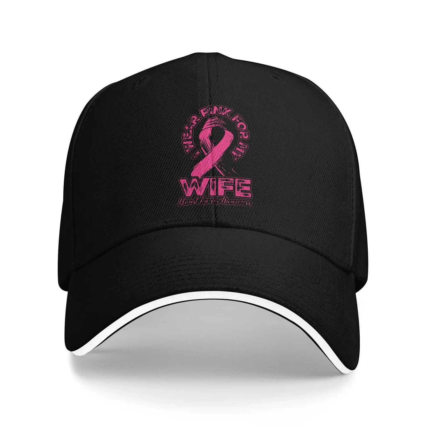 October We Wear Pink Rainbow Breast Cancer Awareness Ribbon Sandwich Cap Baseball Cap  Hat Adjustable Snapback Caps Hat Caps