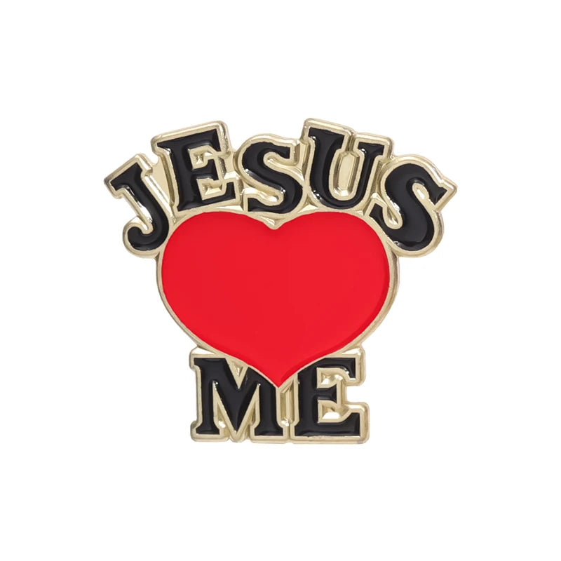 the JESUS LOVES ME - Enamel Pins Custom Christian God Is Good Metal Brooches Lapel Badge Jewelry Gift