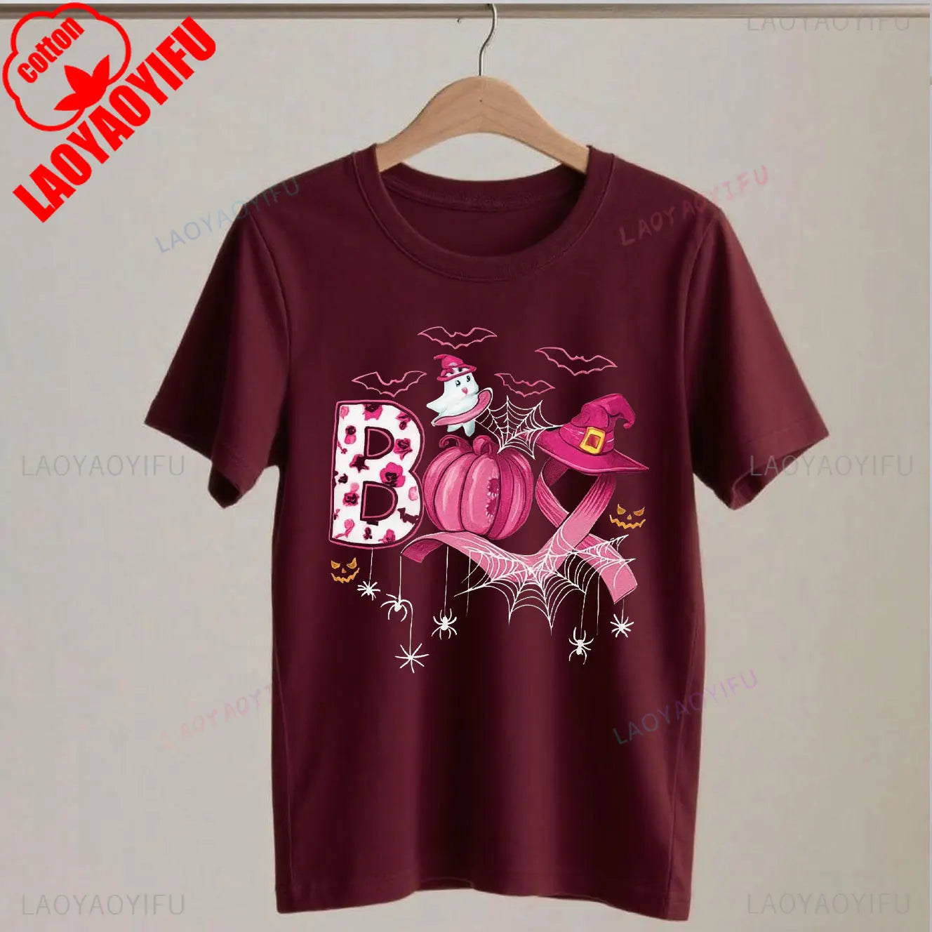Breast Cancer Boo Shirts Pink Pumpkin Witch Hat Halloween Cancer Tshirt Cancer Awareness Gift Pink October Tee Cotton Tee Tops