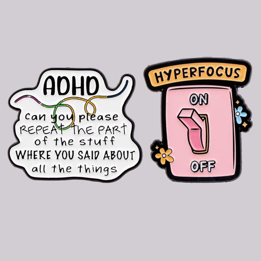 the MENTAL HEALTH - "On/Off Switch" Enamel Pin, ADHD Awareness Brooch Pins, Lapel Pins Badge Clothing Accessories Funny Jewelry Gift