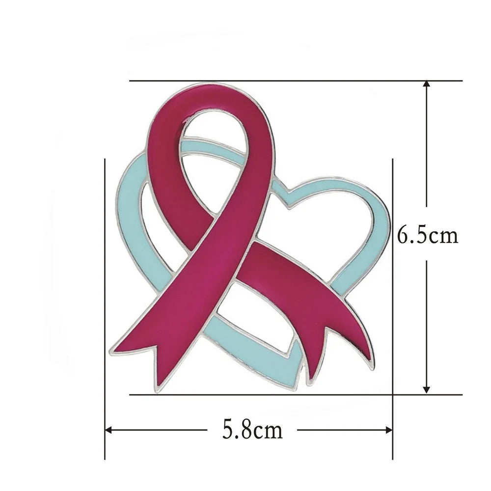 Heart Trendy Brooches Fashion Oil Painting Breast Cancer Awareness Pink Ribbon