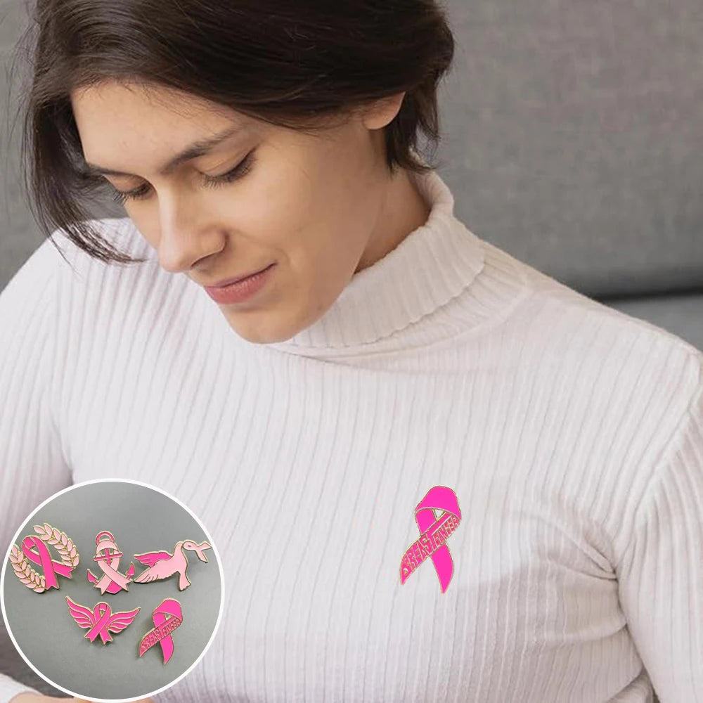 Breast Cancer Ribbon Brooch Breast Cancer Pin Breast Cancer Awareness Pin Pink Ribbon Badge For Support Fashion Accessories