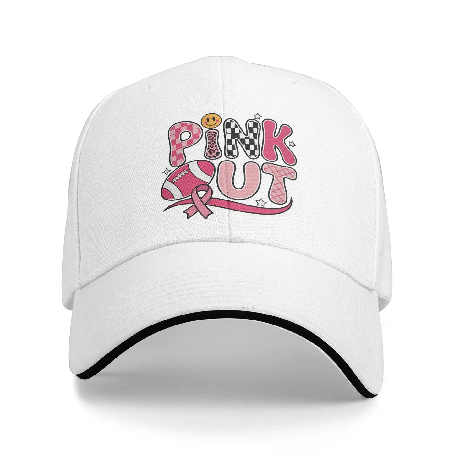 October We Wear Pink Rainbow Breast Cancer Awareness Ribbon Sandwich Cap Baseball Cap  Hat Adjustable Snapback Caps Hat Caps