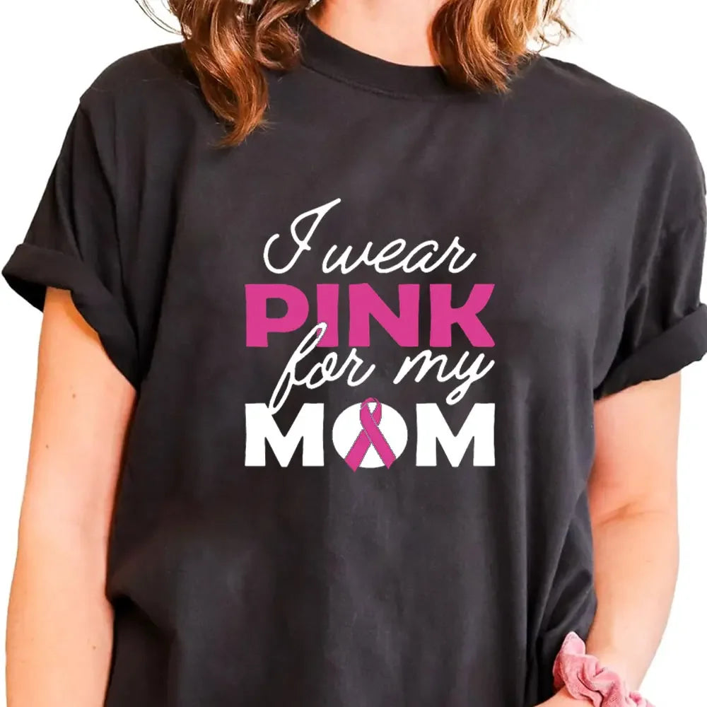 Ribbon Print Breast Cancer Awareness Shirts Cancer Survivor Shirt Pink Ribbon Shirt Breast Cancer Awareness Gift Tees Cotton Tee