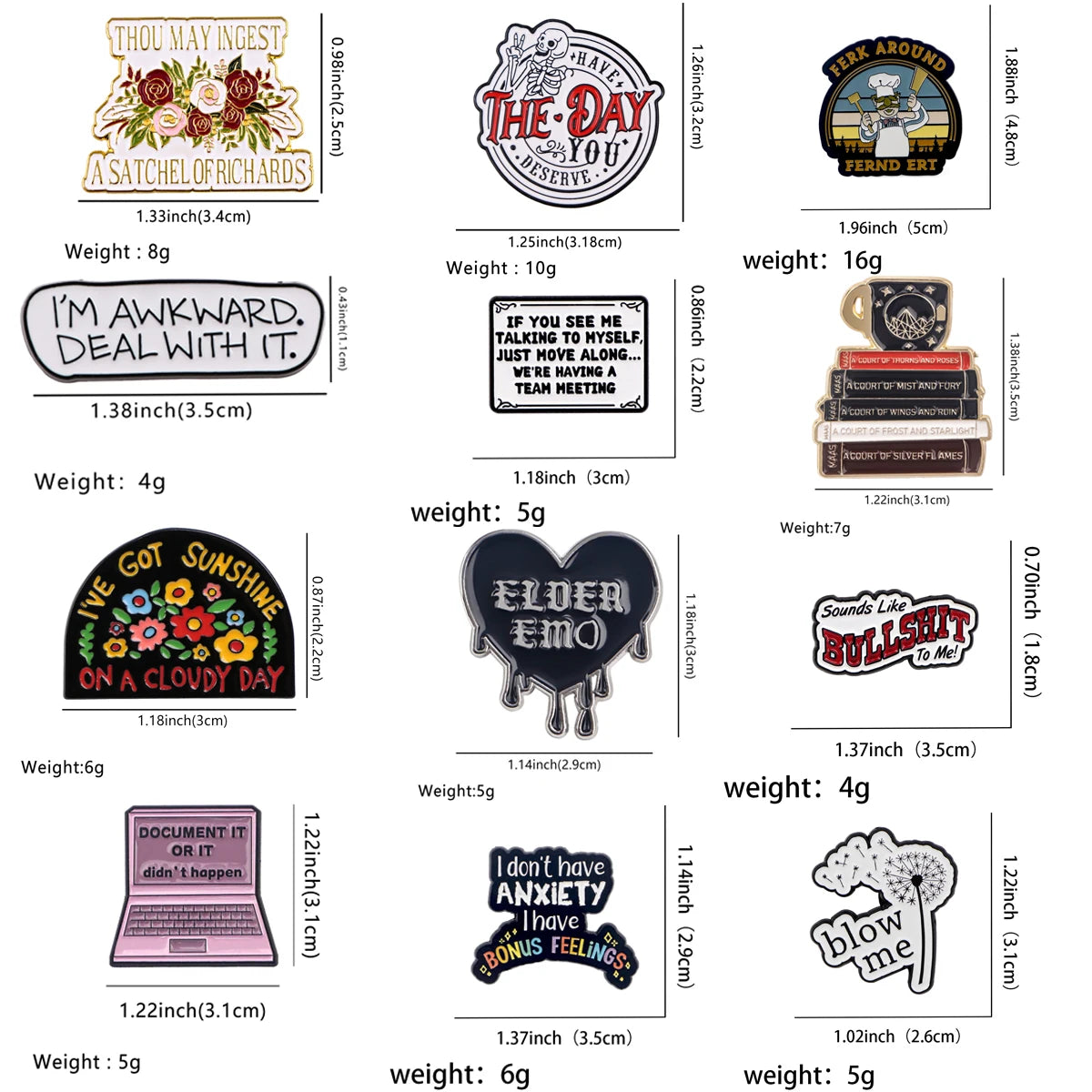 the ELDER EMO - Quotation Phrase Word Enamel Pin Brooches for Women, Lapel Pins Badge, Costume Accessories Fashion Jewelry Gifts