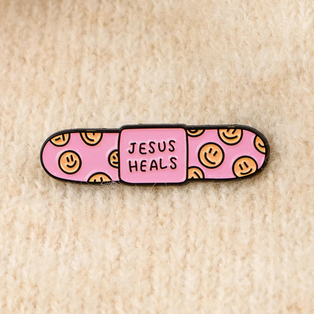 the JESUS HEALS - Jesus Heals Band-Aid Enamel Pin, Kawaii Lapel Pins for Backpacks Cartoon Badges Cute Brooch for Clothes Jewelry Gifts for Friends