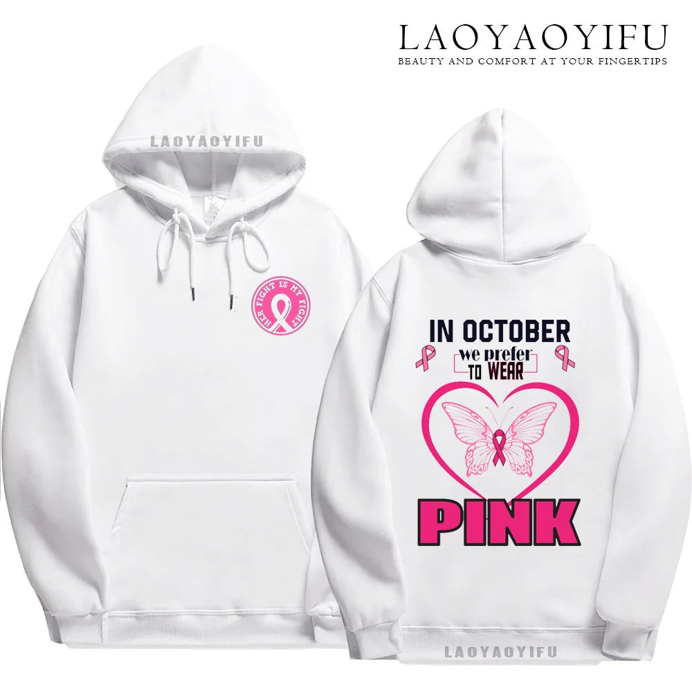 Family Pack Pink Awareness Ribbon Hoodies Survivor Support Winter Collection Spring and Autumn‌ Pink Ribbon Breast Cancer Gifts