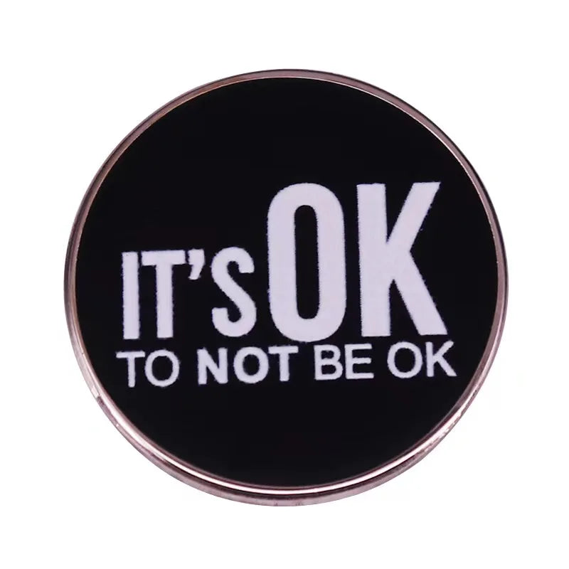 the OKIE-DOKIE - Fun Mental Health Awareness Badges, Self Anxiety Brooch Lapel Pins for Fashion, Women Jewelry Accessories