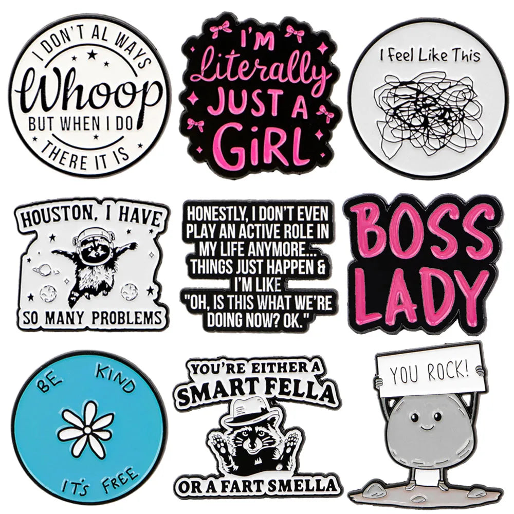 the BOSS LADY - Creativity Quotation Enamel Pins, Women Cute Badge Lapel Pin, Fashion Jewelry Gifts