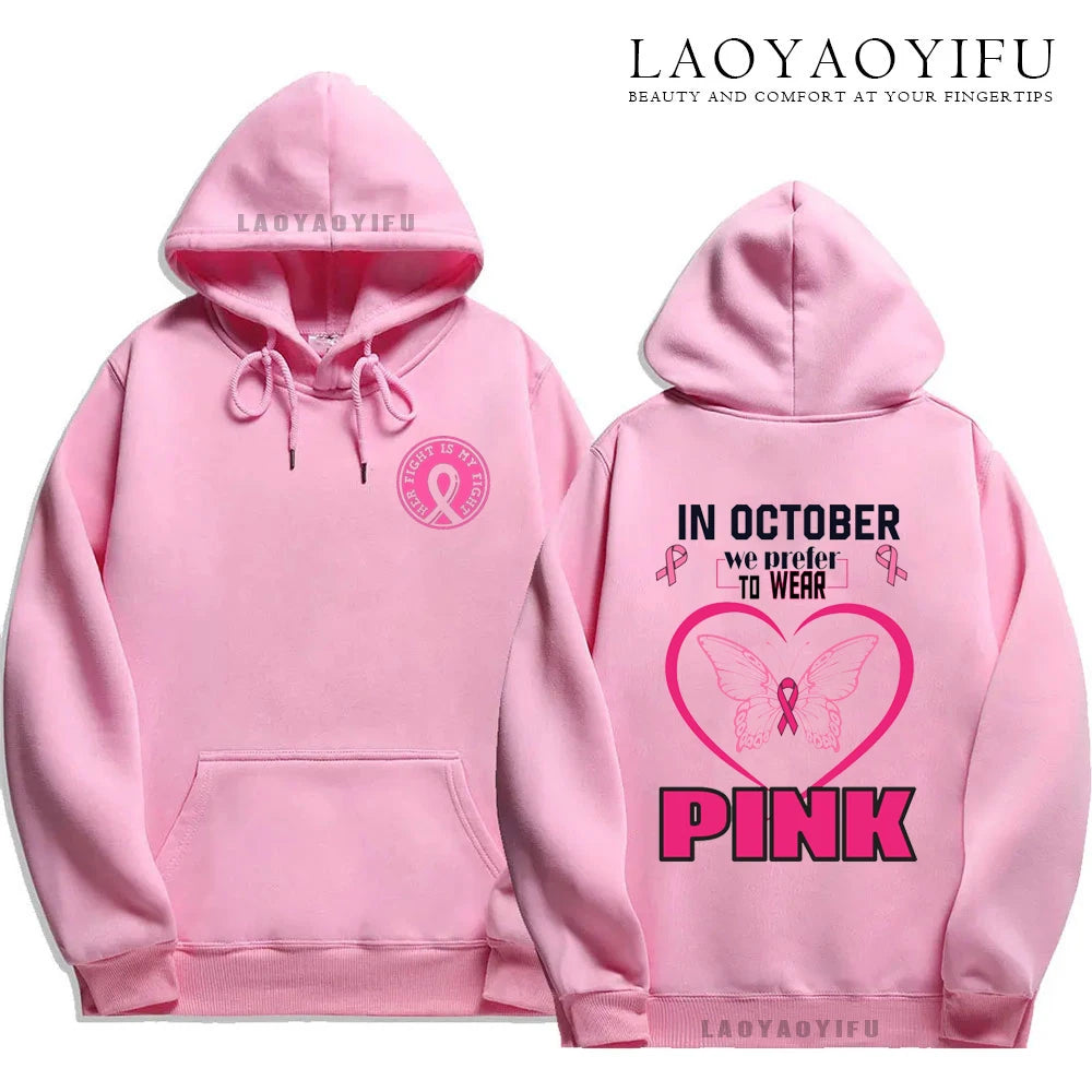 Family Pack Pink Awareness Ribbon Hoodies Survivor Support Winter Collection Spring and Autumn‌ Pink Ribbon Breast Cancer Gifts