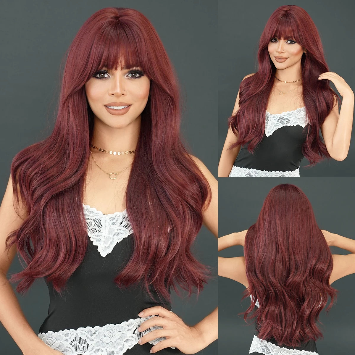 the GODDESS - Long Wavy Grey Purple Wig for Women, Cosplay Daily Party Overhead Dyeing Wavy Synthetic Heat-Resistant Wigs