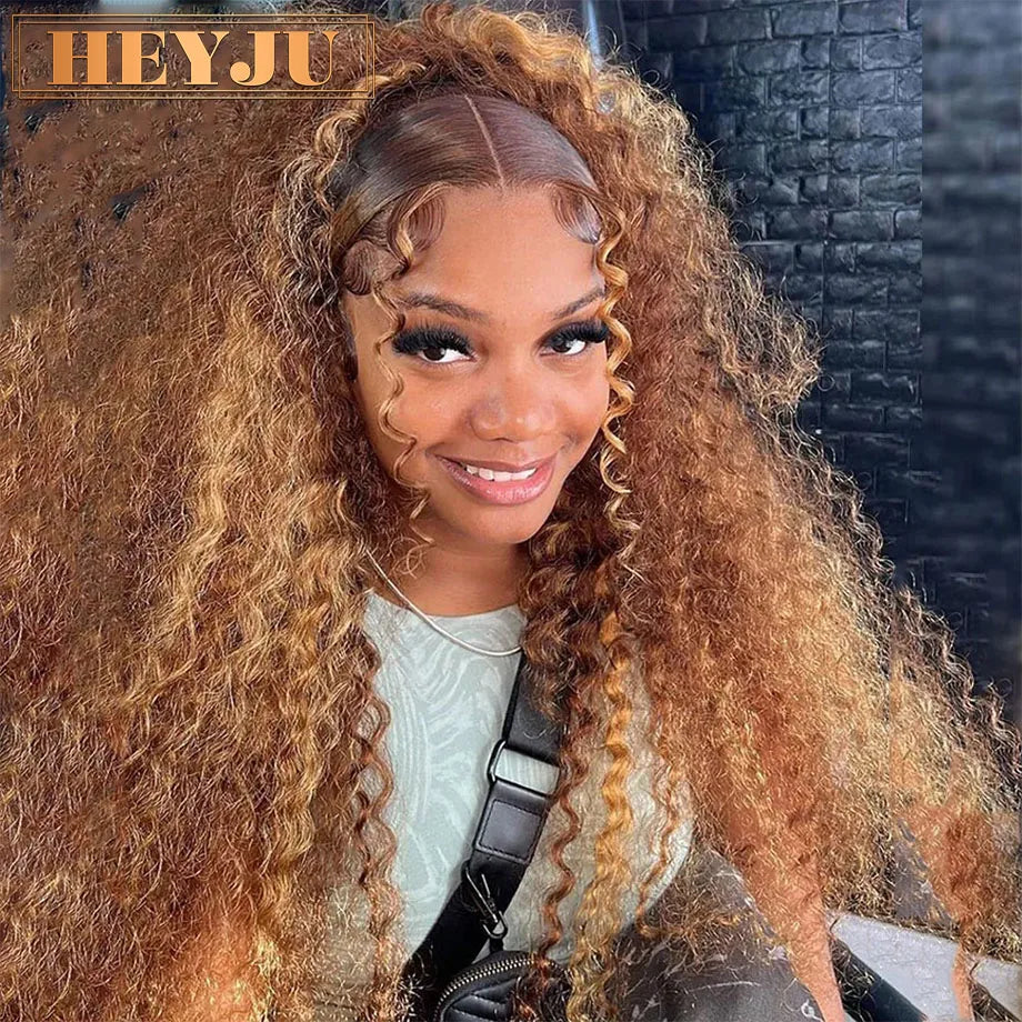the BEYONCE - Highlight Wig Human Hair Ombre HD Lace Wig, 13x6 Human Hair Deep Wave Frontal Wig, Brazilian 13x4 Water Wave Curly Wigs For Women
