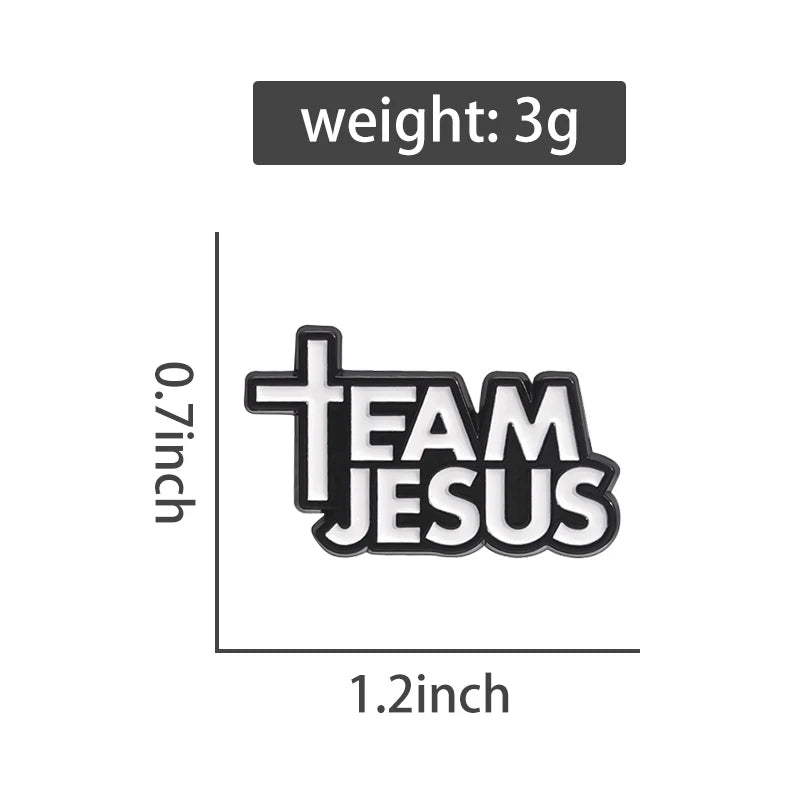 the TEAM JESUS - Jesus Team Cross Enamel Pin, Christianity Metal Brooches Decorative Lapel Badge, Jewelry Accessories