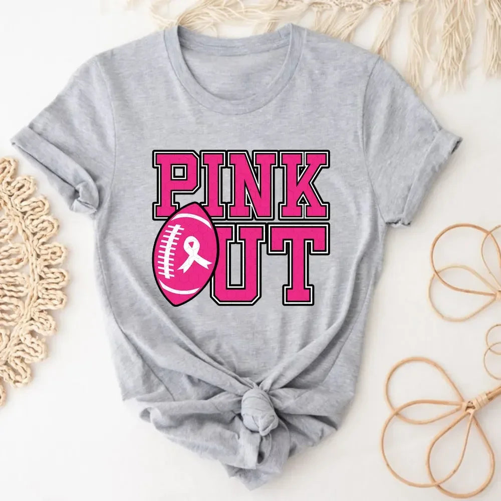 Caring for Women Breast Cancer T-shirt October Pink Ribbon Breast Cancer Awareness Themed Printed Tee Gift for Moms Daughters