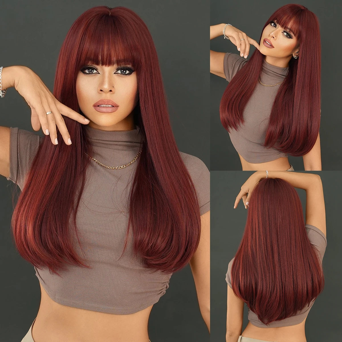 the GODDESS - Long Wavy Grey Purple Wig for Women, Cosplay Daily Party Overhead Dyeing Wavy Synthetic Heat-Resistant Wigs