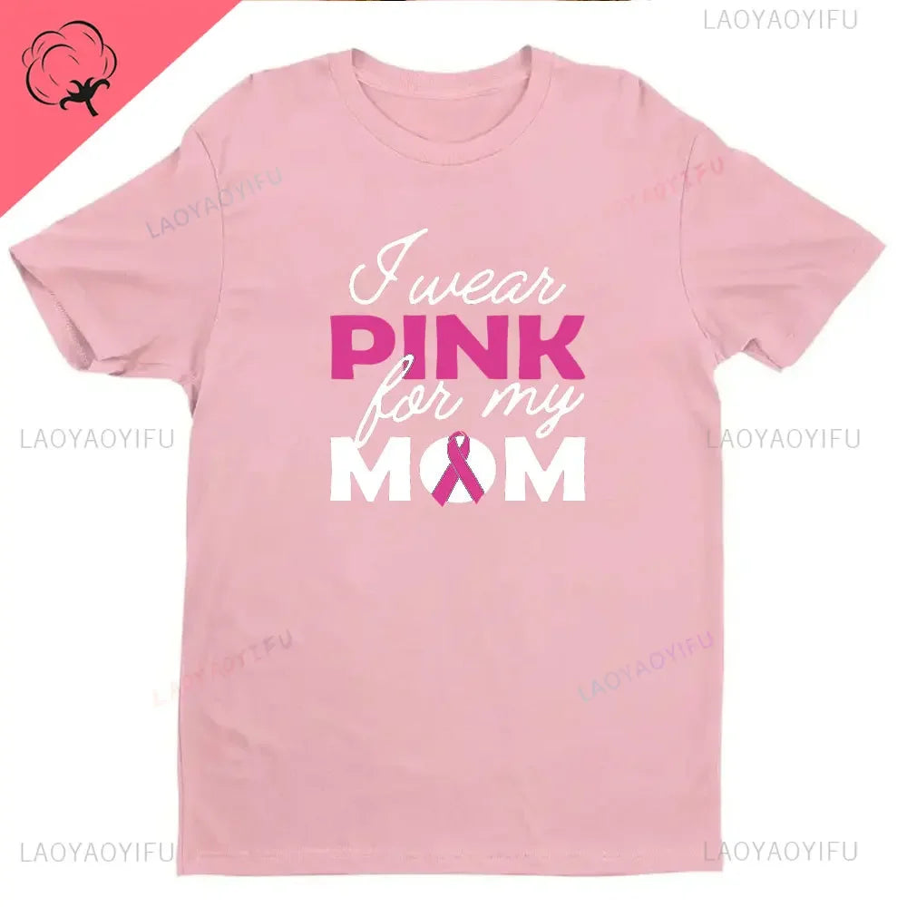 Ribbon Print Breast Cancer Awareness Shirts Cancer Survivor Shirt Pink Ribbon Shirt Breast Cancer Awareness Gift Tees Cotton Tee