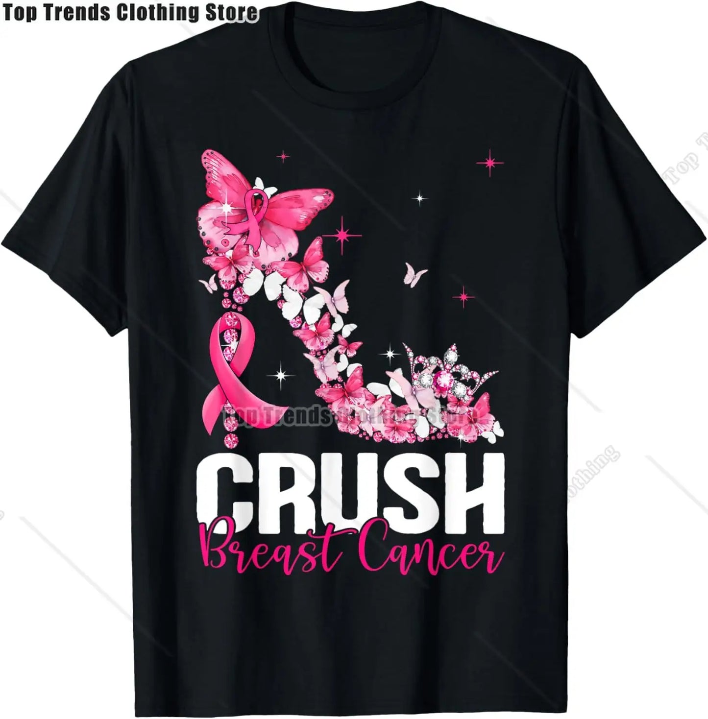 In October We Wear Pink Ghost Witch Breast Cancer Awareness T-Shirt Cosplay Clothes Streetwear Tee Shirt Plus Size Tops