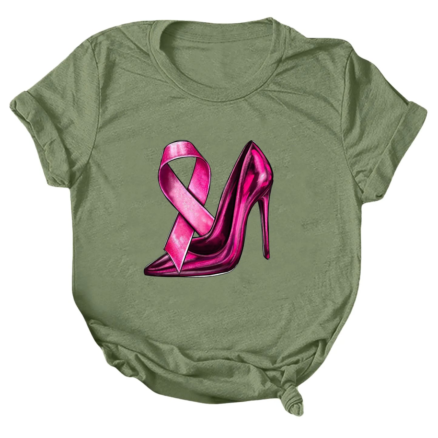 the STILETTO - Breast Cancer Graphic T-Shirts for Women Breast Cancer Awareness Tees