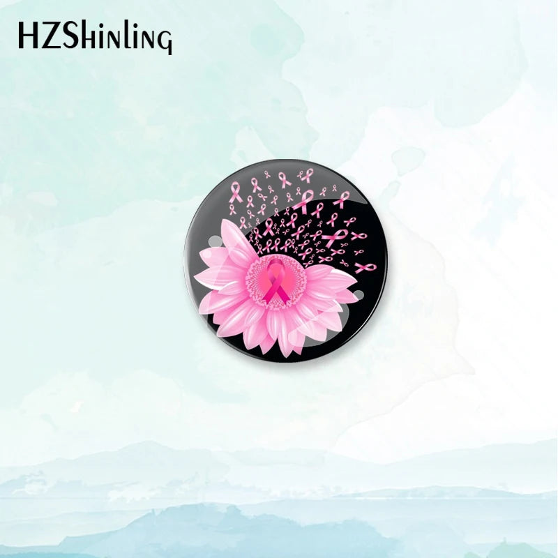 2023 New Breast Cancer Awareness Badge Brooch Pink Ribbon Pin Backpack Decoration Pins Round Jewelry Women Gift