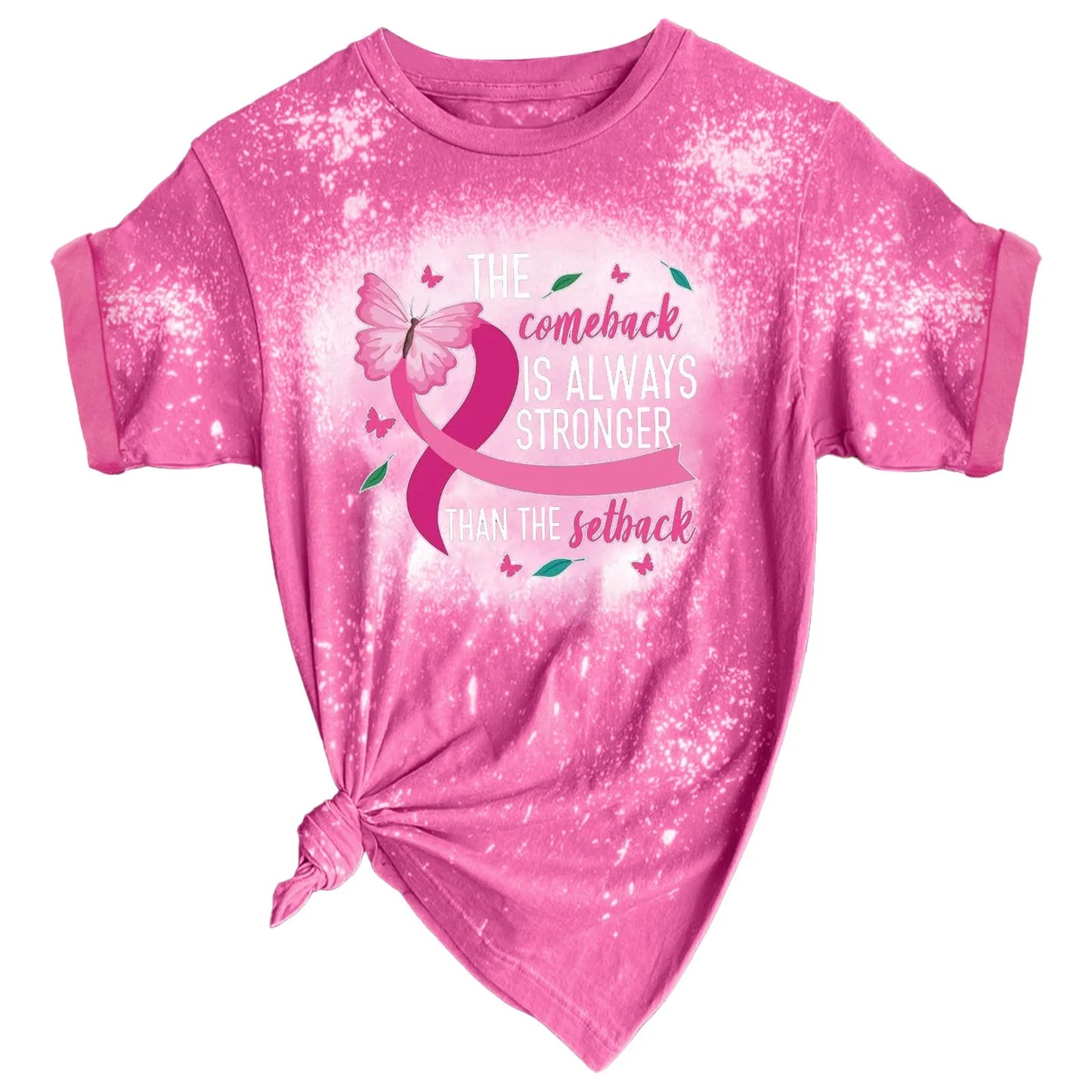 the COMEBACK - Breast Cancer Awareness Women T-shirt October Pink Tops Round Neck Short Sleeve Graphic T Shirts Female Tees