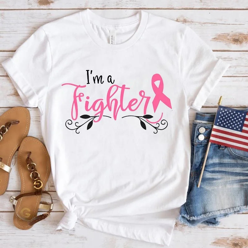 the FIGHTER - Breast Cancer Awareness I'm a Fighter Print T-Shirt