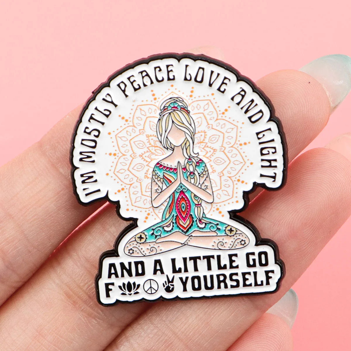 the ZEN MAMA - Funny Yoga Enamel Pin, Humorous Quote Brooches for Women, Lapel Pins Badge