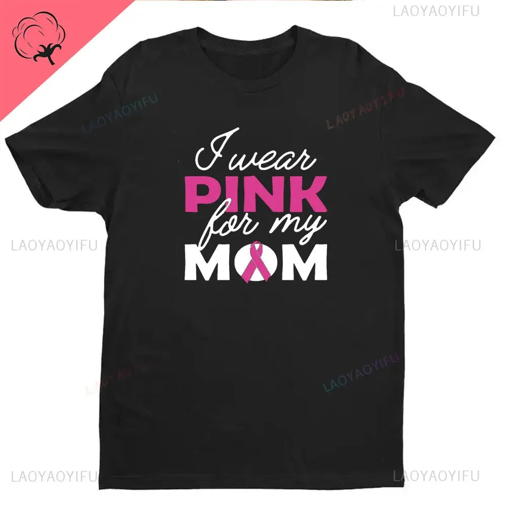 Ribbon Print Breast Cancer Awareness Shirts Cancer Survivor Shirt Pink Ribbon Shirt Breast Cancer Awareness Gift Tees Cotton Tee