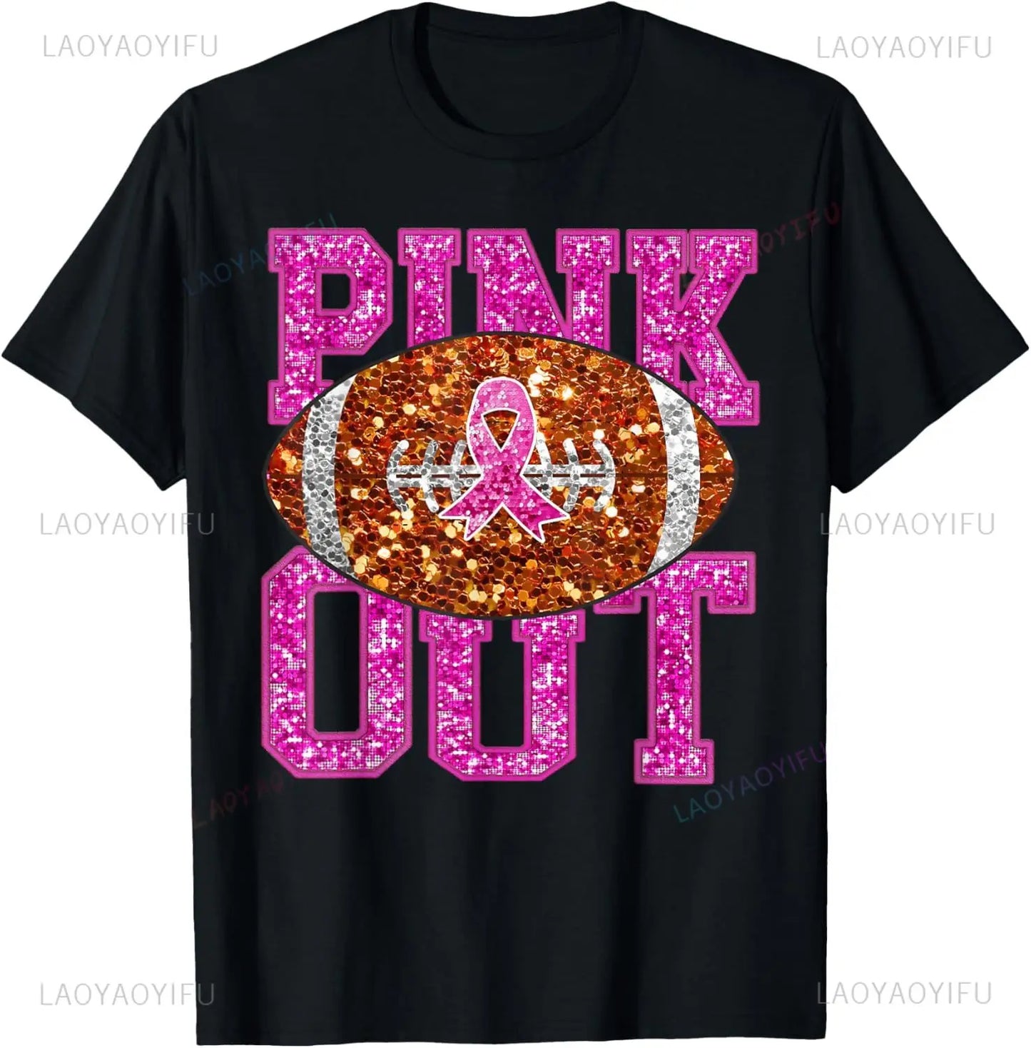 the PINK OUT - American Football Game Day Breast Cancer Awareness T-Shirt