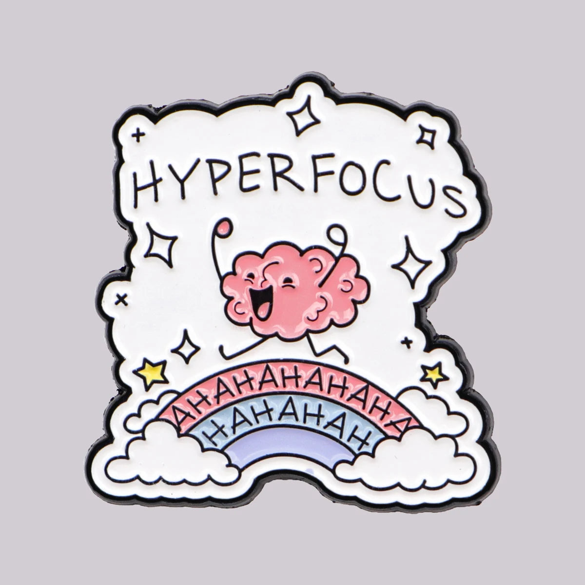 the HYPERFOCUS - Brain Character Enamel Pin, Mental Health Brooch Pin, Lapel Pins Badge