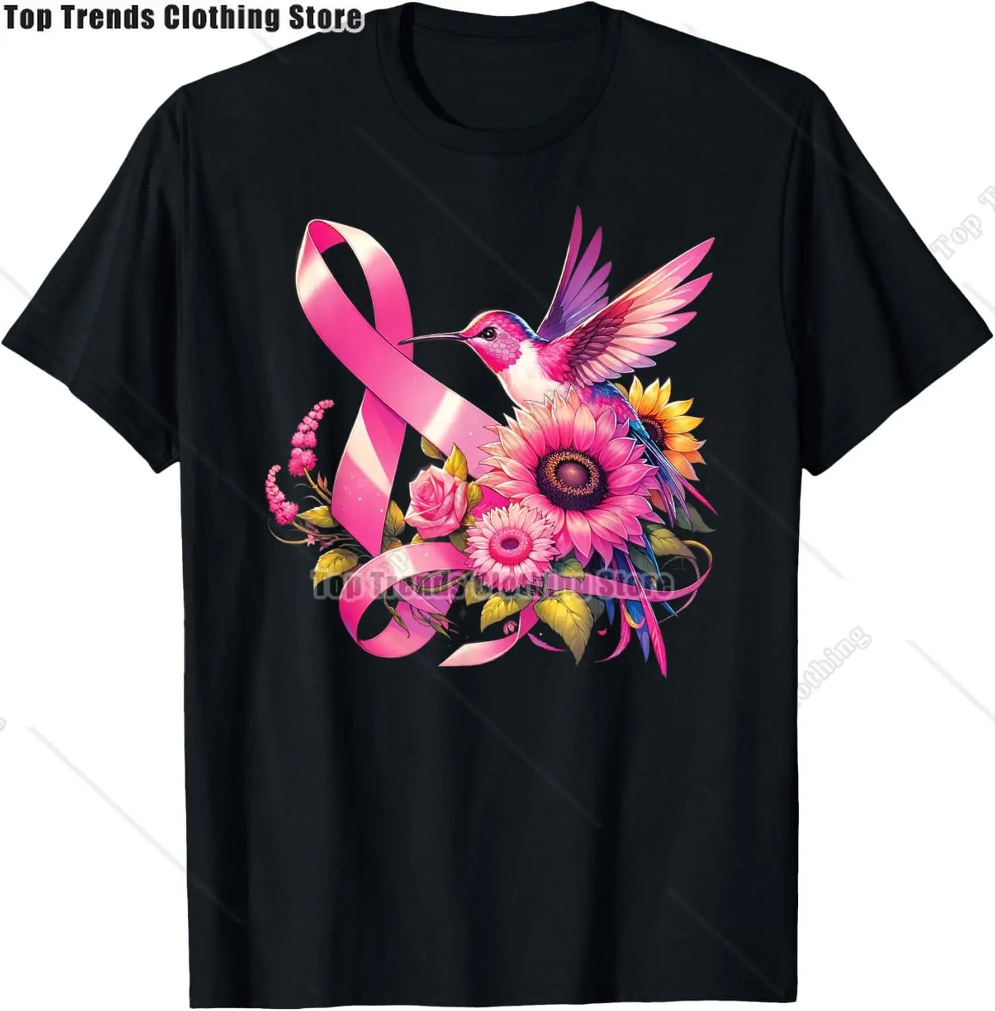 In October We Wear Pink Ghost Witch Breast Cancer Awareness T-Shirt Cosplay Clothes Streetwear Tee Shirt Plus Size Tops