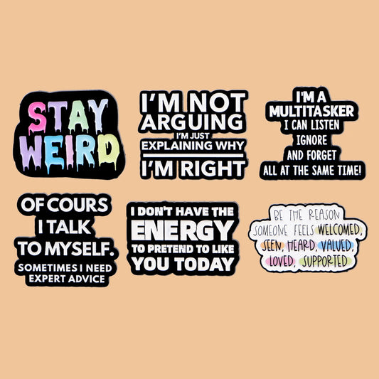 the STAY WEIRD - Phrase 'STAY WEIRD' Enamel Pin, Funny Quotes Brooch Lapel Pin Badge, Clothing Accessories Fashion Jewelry Gifts