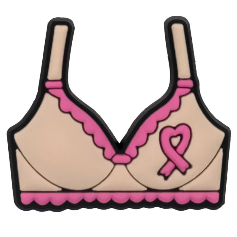 1/16pcs Cancer Ribbon Shoe Decorations Breast Cancer Ribbon Shoe Decorations Care for Women's Health Pins Clog Jeans for Women