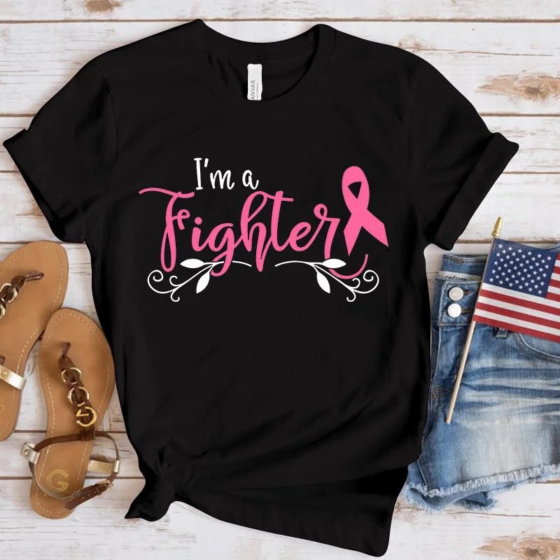the FIGHTER - Breast Cancer Awareness I'm a Fighter Print T-Shirt