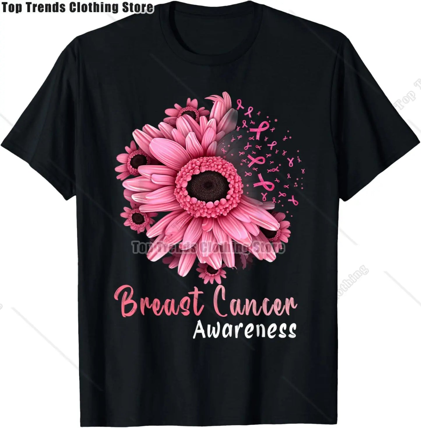 In October We Wear Pink Ghost Witch Breast Cancer Awareness T-Shirt Cosplay Clothes Streetwear Tee Shirt Plus Size Tops