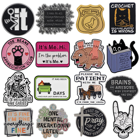 the FUNNY ONES - Cartoon Quotation Accessories Cute & Funny Lapel Pins