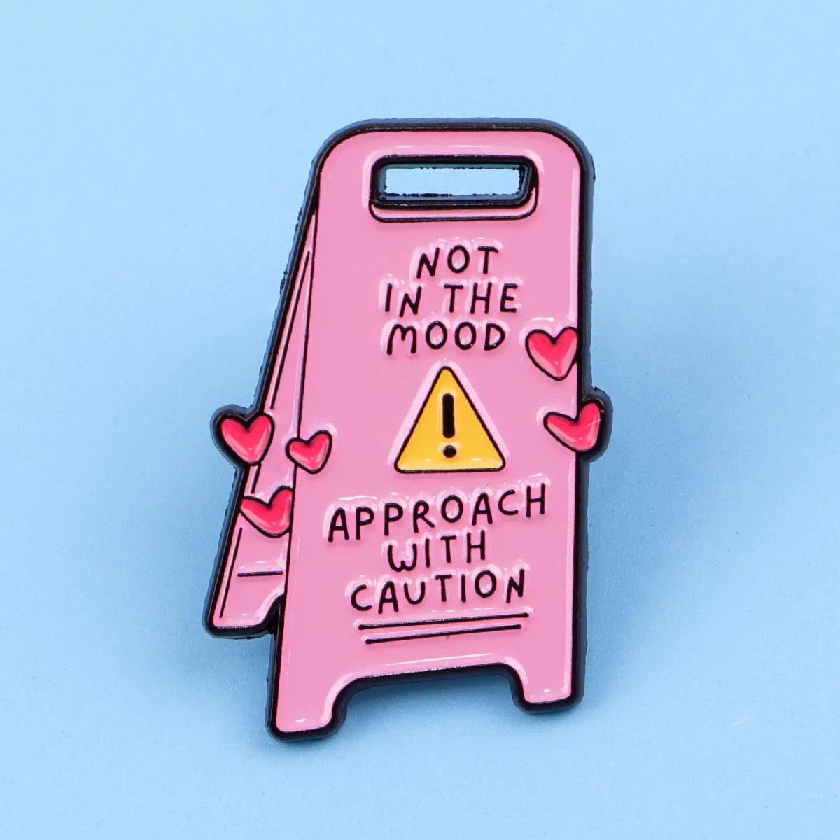 the APPROACH WITH CAUTION - Sarcasm Lovers Enamel Pins, Warning Sign Brooches Lapel Pins Badge