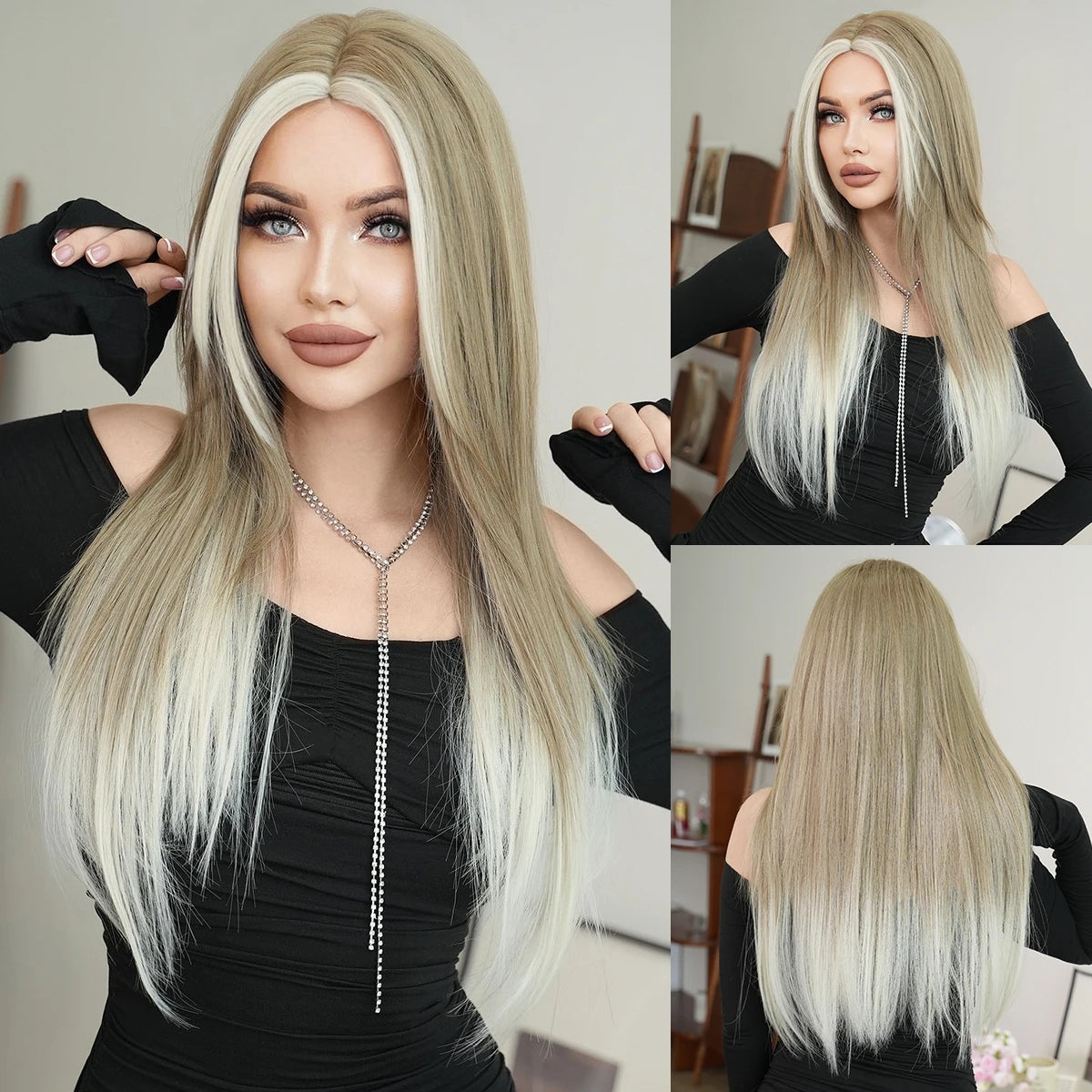 the GODDESS - Long Wavy Grey Purple Wig for Women, Cosplay Daily Party Overhead Dyeing Wavy Synthetic Heat-Resistant Wigs