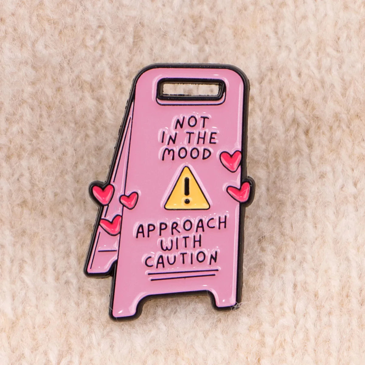 the APPROACH WITH CAUTION - Sarcasm Lovers Enamel Pins, Warning Sign Brooches Lapel Pins Badge