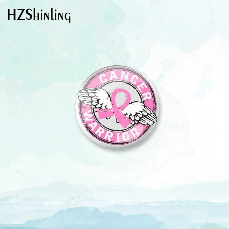 2023 New Breast Cancer Awareness Badge Brooch Pink Ribbon Pin Backpack Decoration Pins Round Jewelry Women Gift
