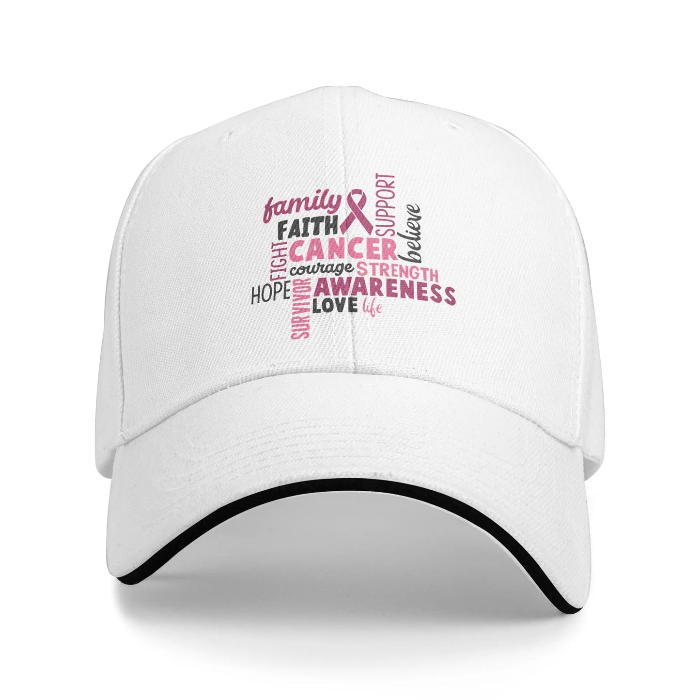 October We Wear Pink Rainbow Breast Cancer Awareness Ribbon Sandwich Cap Baseball Cap  Hat Adjustable Snapback Caps Hat Caps