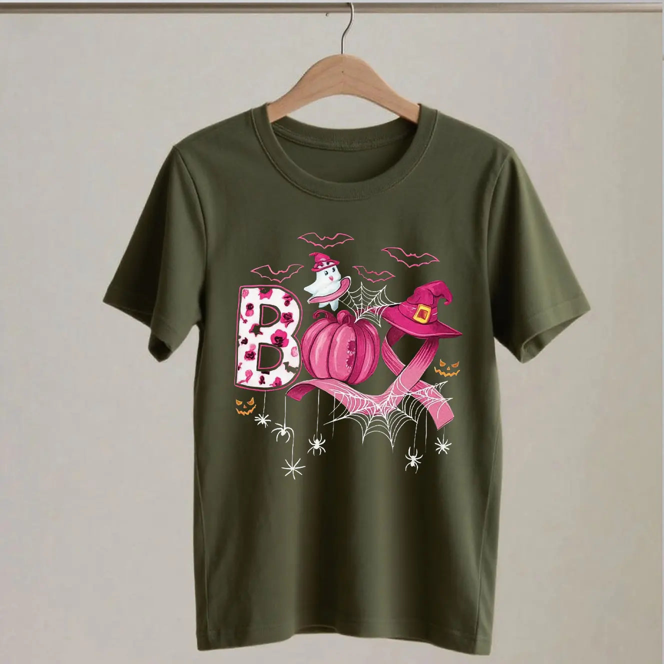 Breast Cancer Boo Shirts Pink Pumpkin Witch Hat Halloween Cancer Tshirt Cancer Awareness Gift Pink October Tee Cotton Tee Tops