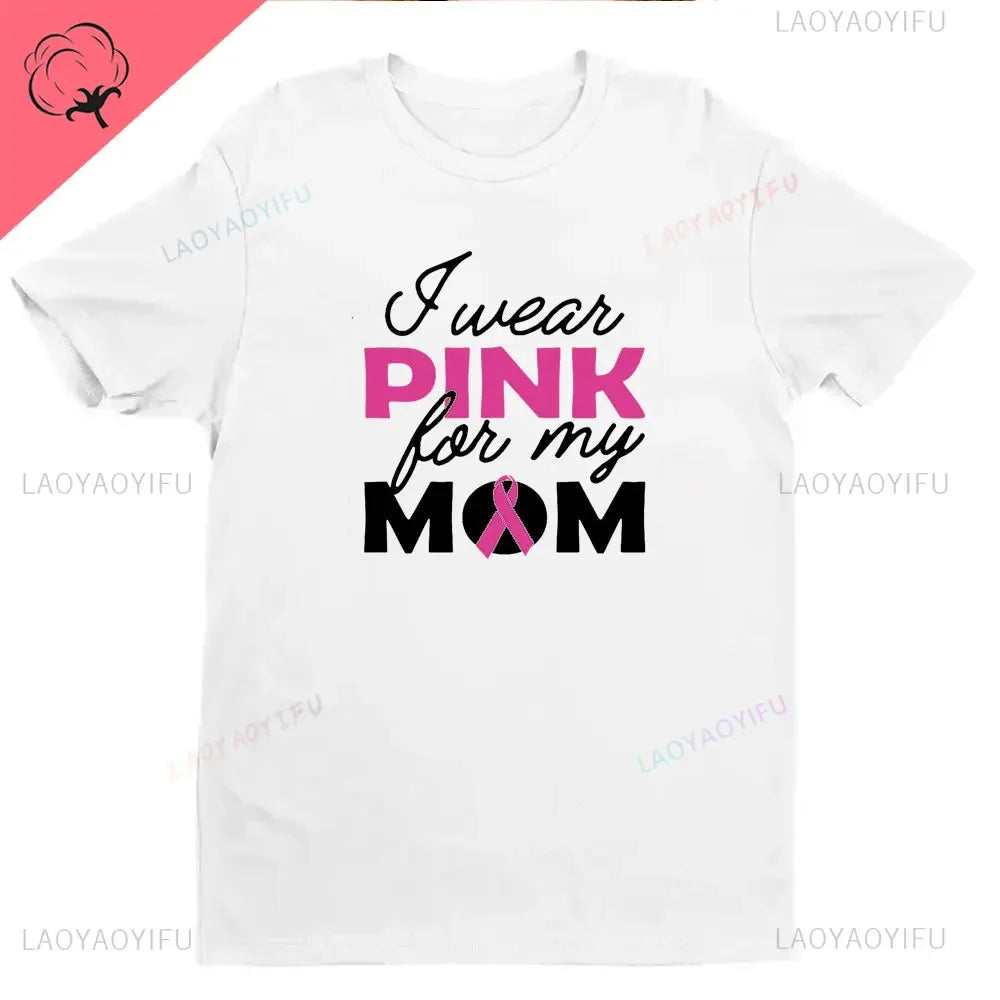 Ribbon Print Breast Cancer Awareness Shirts Cancer Survivor Shirt Pink Ribbon Shirt Breast Cancer Awareness Gift Tees Cotton Tee