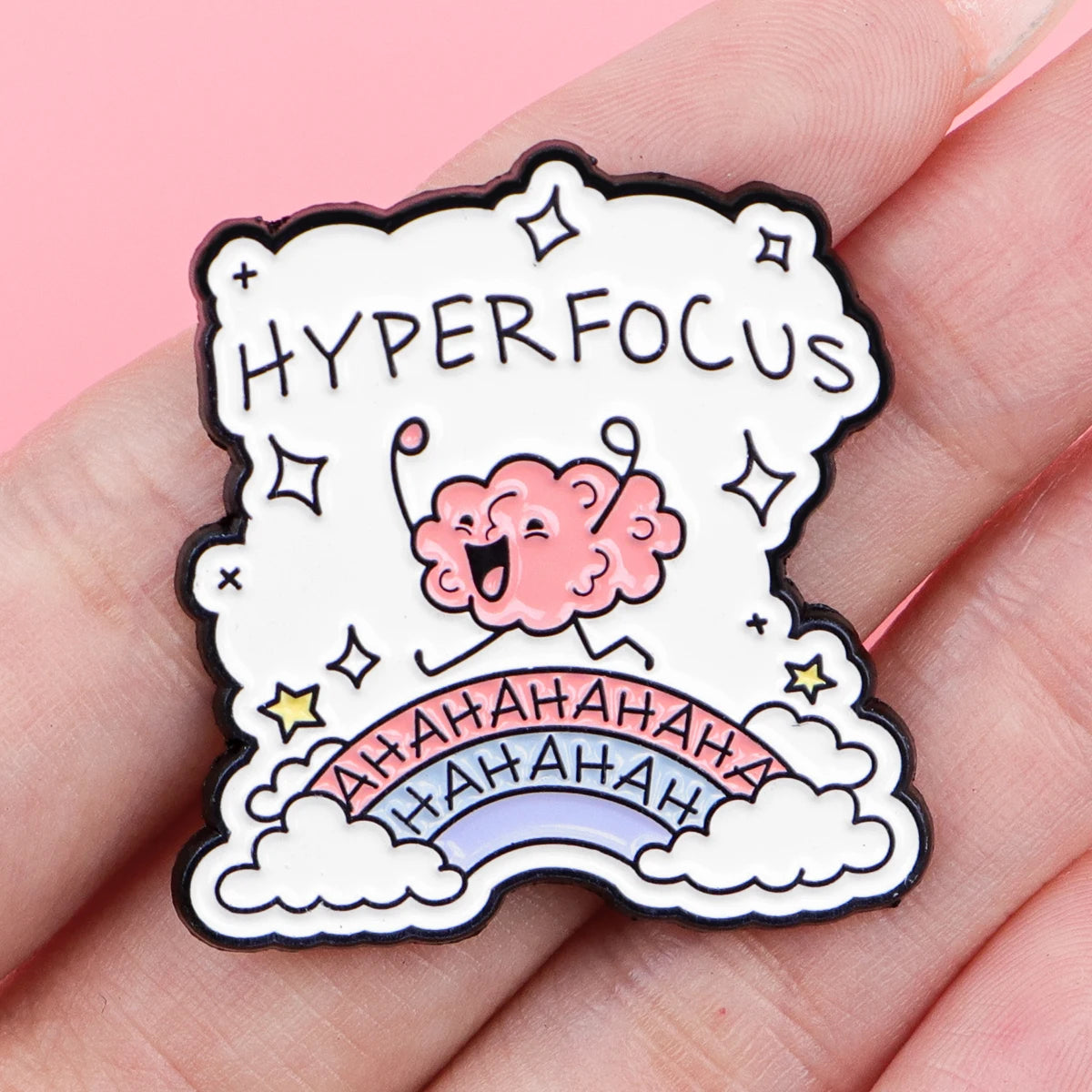 the HYPERFOCUS - Brain Character Enamel Pin, Mental Health Brooch Pin, Lapel Pins Badge