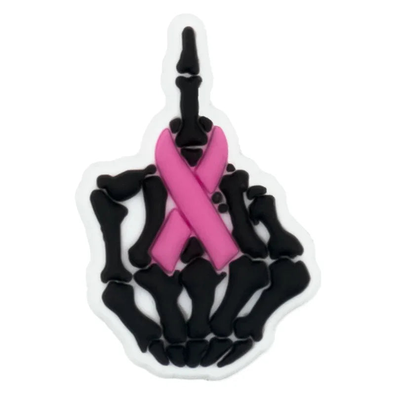 1/16pcs Cancer Ribbon Shoe Decorations Breast Cancer Ribbon Shoe Decorations Care for Women's Health Pins Clog Jeans for Women