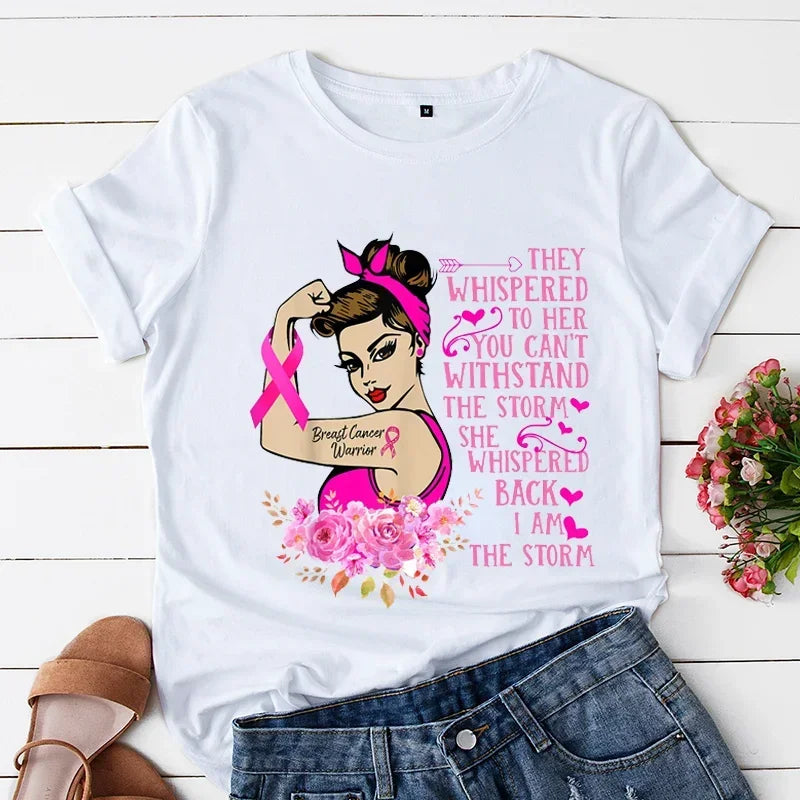 the I AM THE STORM - Breast Cancer Fight Retro Graphic T-Shirts