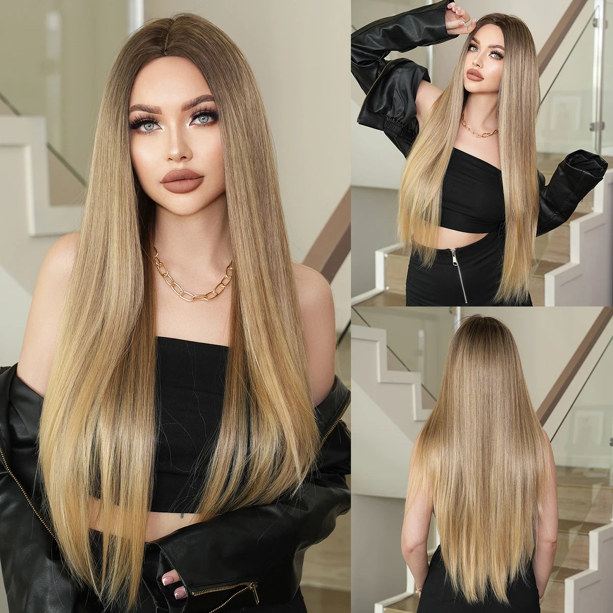 the GODDESS - Long Wavy Grey Purple Wig for Women, Cosplay Daily Party Overhead Dyeing Wavy Synthetic Heat-Resistant Wigs