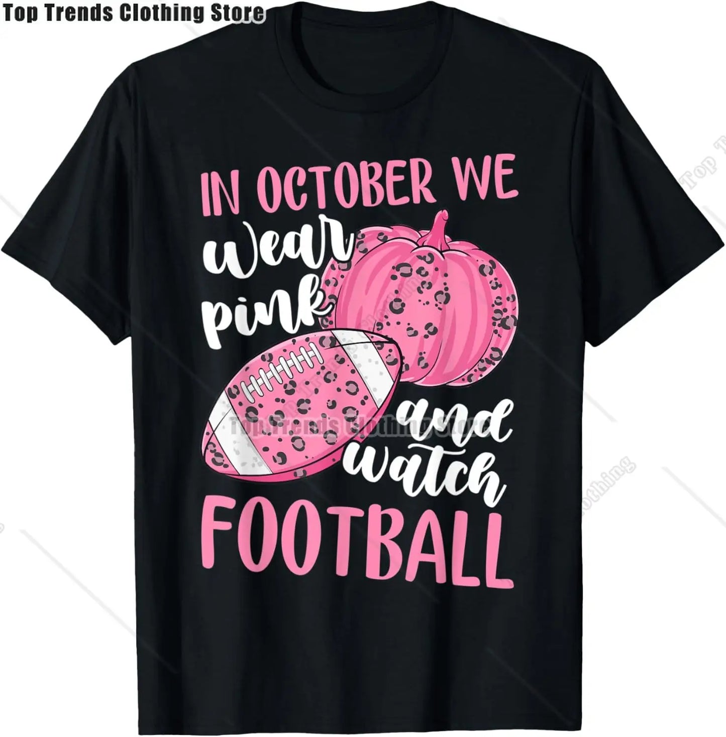 In October We Wear Pink Ghost Witch Breast Cancer Awareness T-Shirt Cosplay Clothes Streetwear Tee Shirt Plus Size Tops