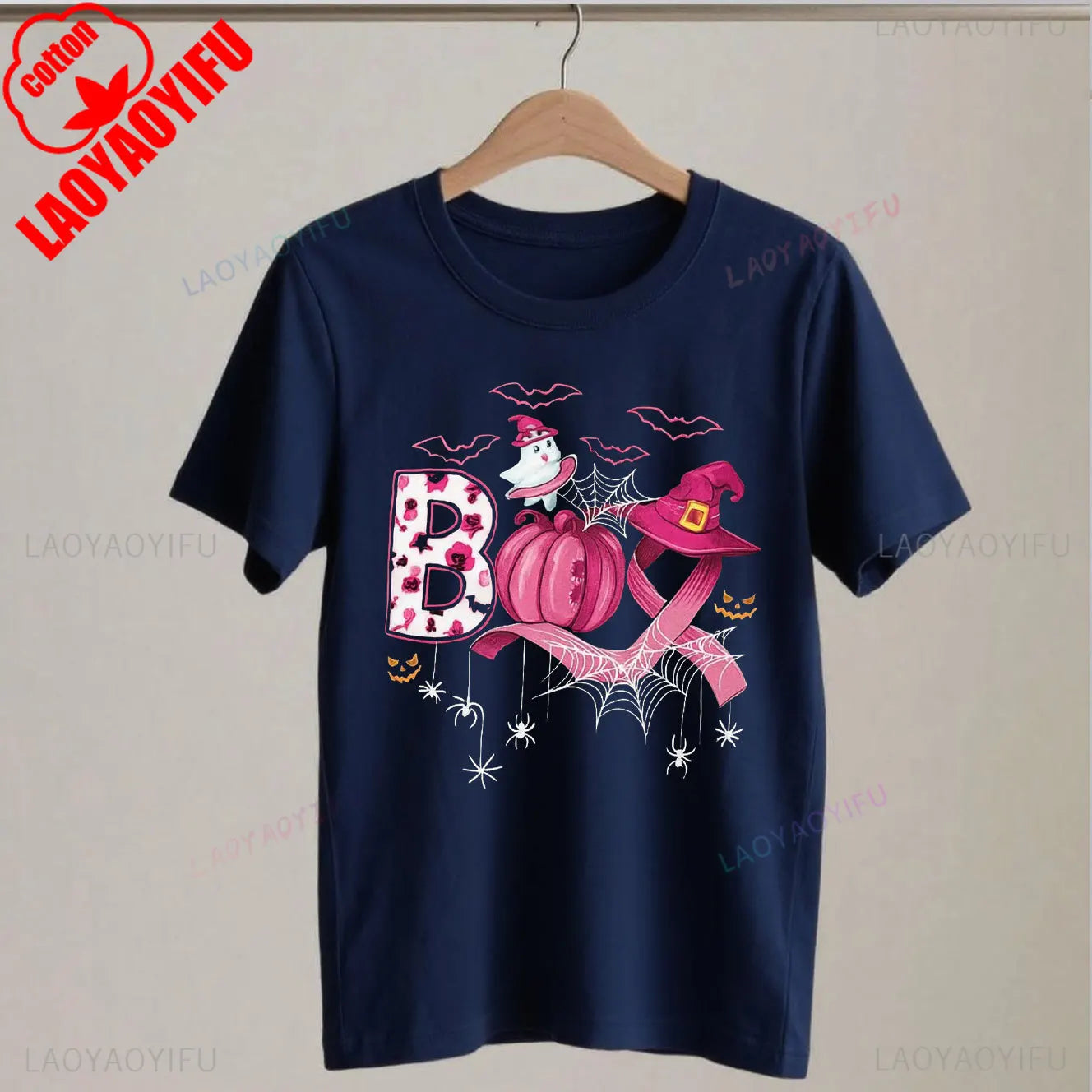 Breast Cancer Boo Shirts Pink Pumpkin Witch Hat Halloween Cancer Tshirt Cancer Awareness Gift Pink October Tee Cotton Tee Tops