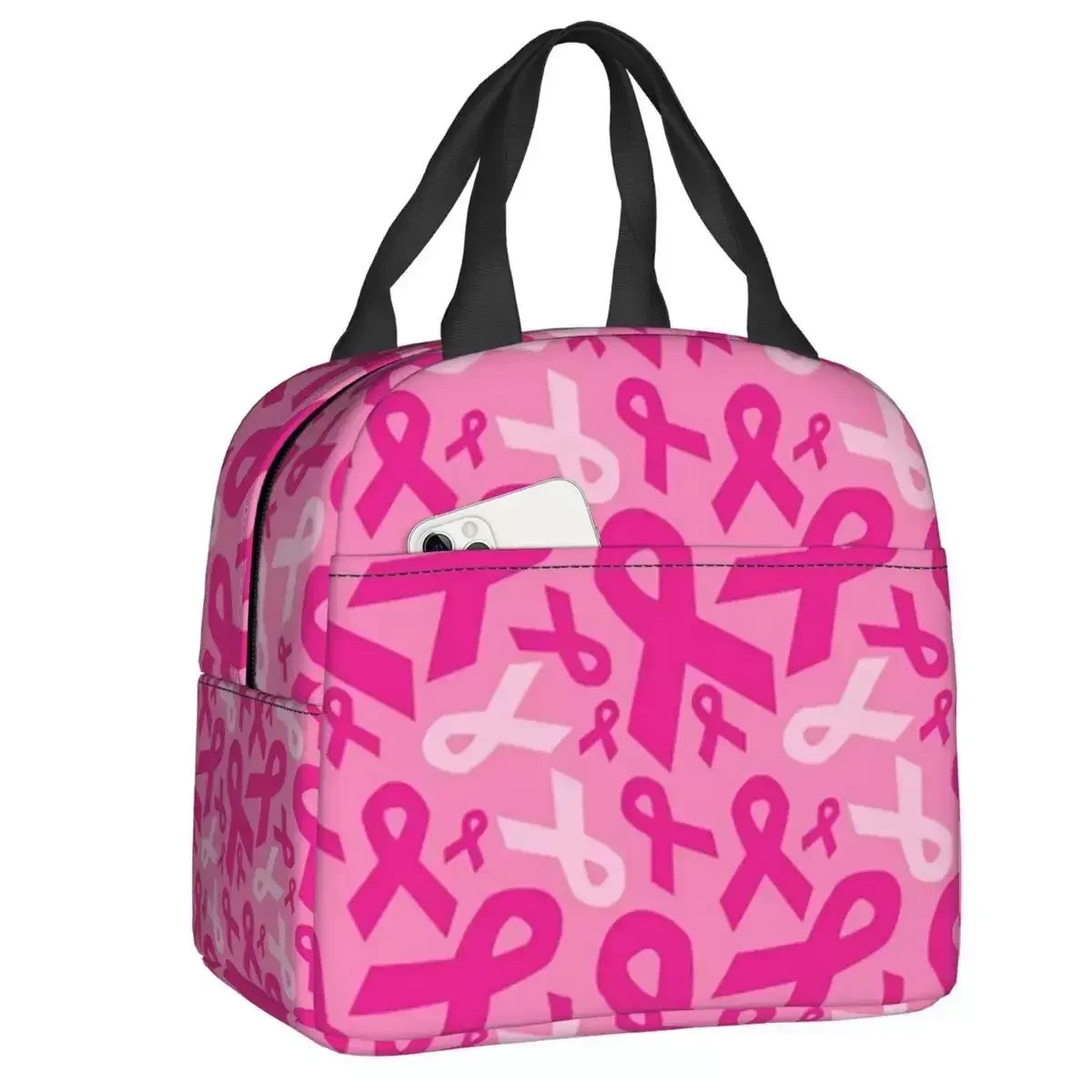 Bekky Ribbon the BRUNCH BAG - Pink Breast Cancer Awareness Ribbon Thermal Insulated ...